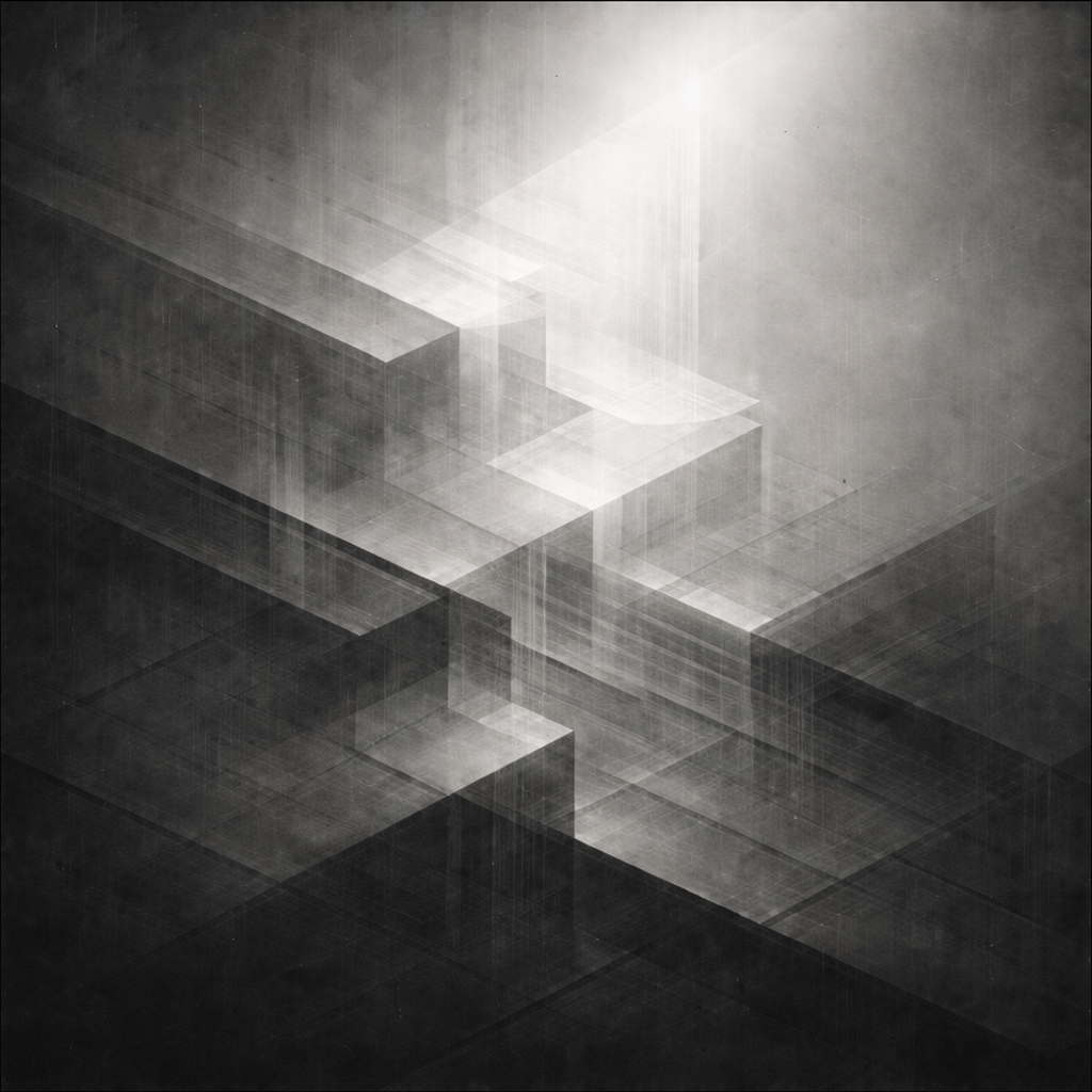 Abstract architectural forms representing a structured decision