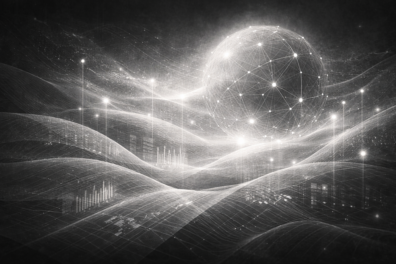 Layered abstract pathways representing an inspectable decision